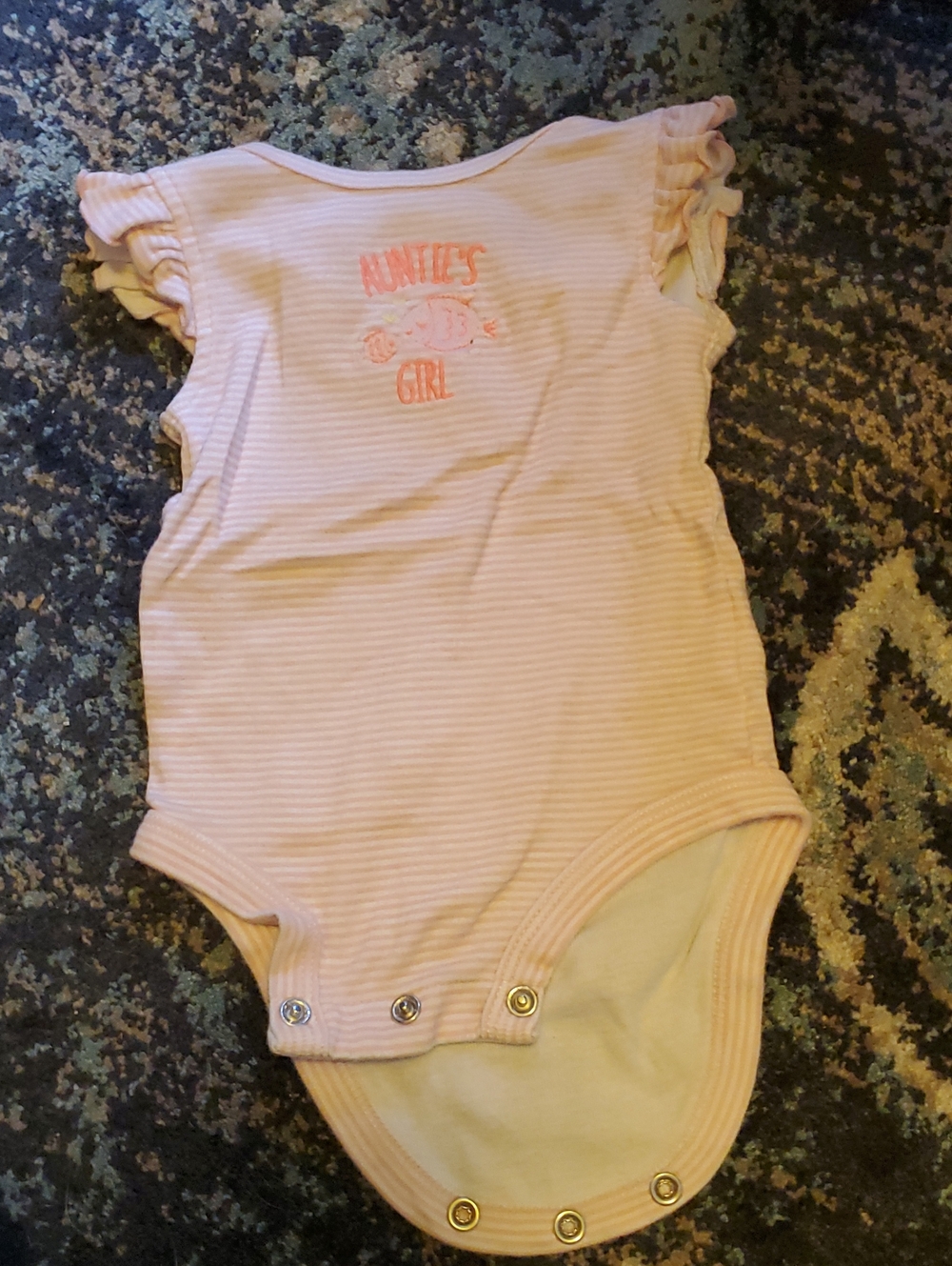 Carter's Light Pink Striped 'Auntie's Girl' Ruffle-Sleeve One-Piece